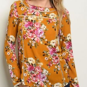 Mustard Orange Floral Blouse